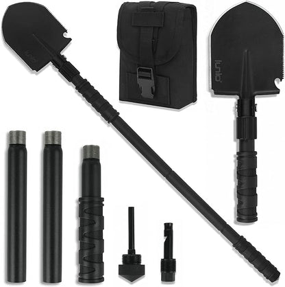iunio Camping Shovel,Shovel Folding, Portable, Multitool, Foldable Entrenching Tool, Collapsible Spade, for Backpacking, Trenching, Hiking, Survival, Car Emergency