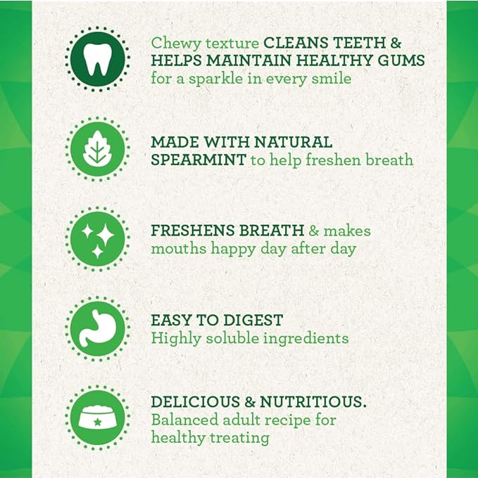 Greenies Regular Natural Dental Care Dog Treats Fresh Flavor, 12 oz. Pack (12 Treats)