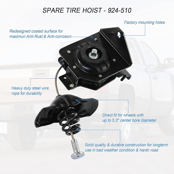 JDMSPEED New Spare Tire Winch Wheel Carrier Hoist Spare Tire Hoist Replacement for Silverado GMC Sierra 1500 2500 Replaces 924-510 20870067 15703311 15866164