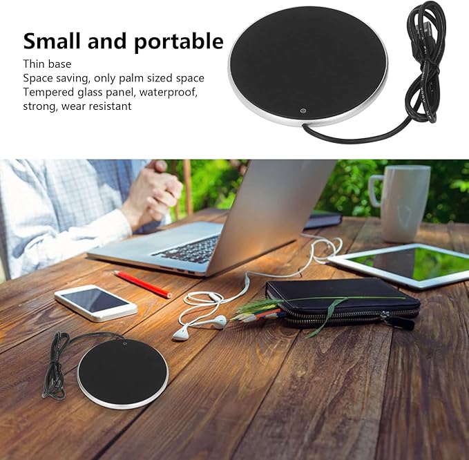 Constant Temperature Space Saving Coffee Mug Warmer Smart USB Candle Warmer, Tempered Glass, Small Portable, Automatic Function Ideal Coffee Gifts Accessories Keep Beverages Coffee Warmer (1)