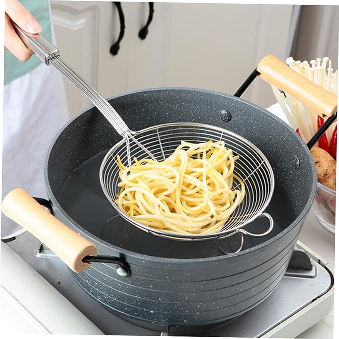 IMIKEYA 1pc Stainless Steel Wire Skimmer Strainer Spoon Fine Mesh Colander for Home Restaurant Use Heat Resistant Design Easy to Clean Store Dishwasher Safe Ergonomic Handle Hanging