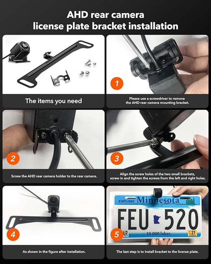 WOLFBOX Reverse Rear Camera License Plate Bracket, Installation Holder for Backup View Camera (Suitable for WOLFBOX Rear Camera of G840HG890G850G840SG930G900G900PROG850PROG900 Tripro)