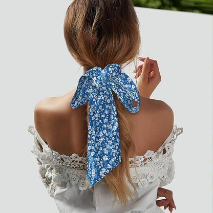 Blue Mini Flower Swirl Printed Women's Fashion Scarf Suitable as Scarves, hair scarves, headbands, headbands, handbands, Black, One Size