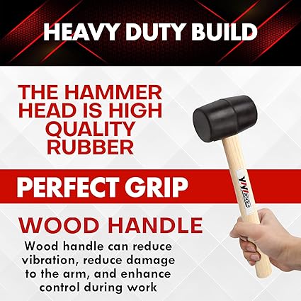 YY-2-005 Rubber Mallet Hammer With Wood Handle8-oz, black
