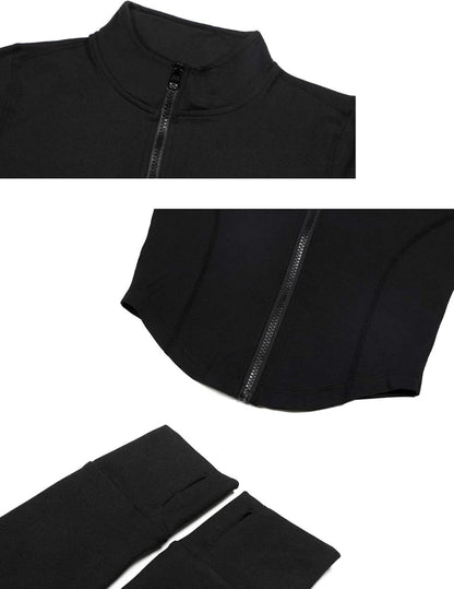 This super soft, breathable jacket is perfect for your workouts and everyday wear. The thumb holes and slim fit keep you covered and comfortable