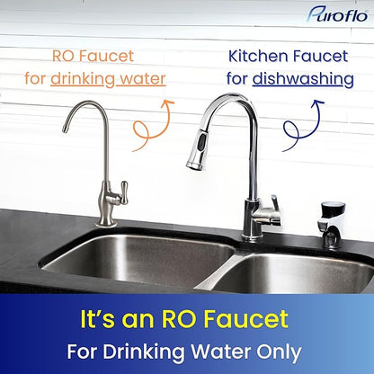 Brushed Nickel Reverse Osmosis Faucet, NSF Certified, NonAir Gap for Under Sink Water Filtration System, RO System Drinking Water Faucet, FLR-575BN