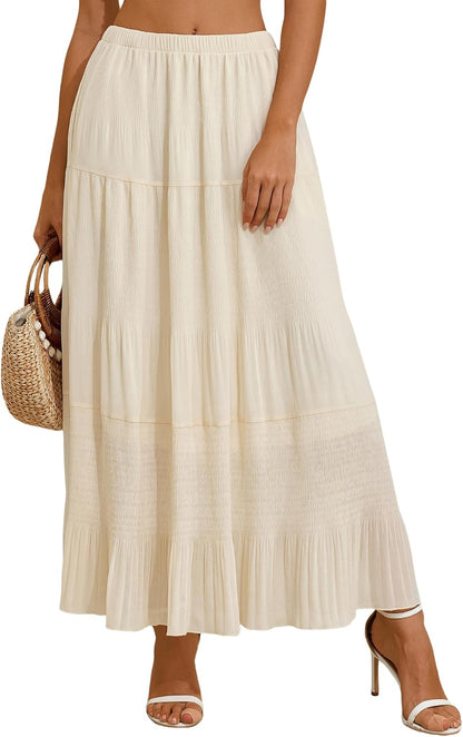 Arolina Chiffon Maxi Skirts for Women Tiered A-Line Long Skirt Flowy Casual Summer Beach Vacation Trendy 2026