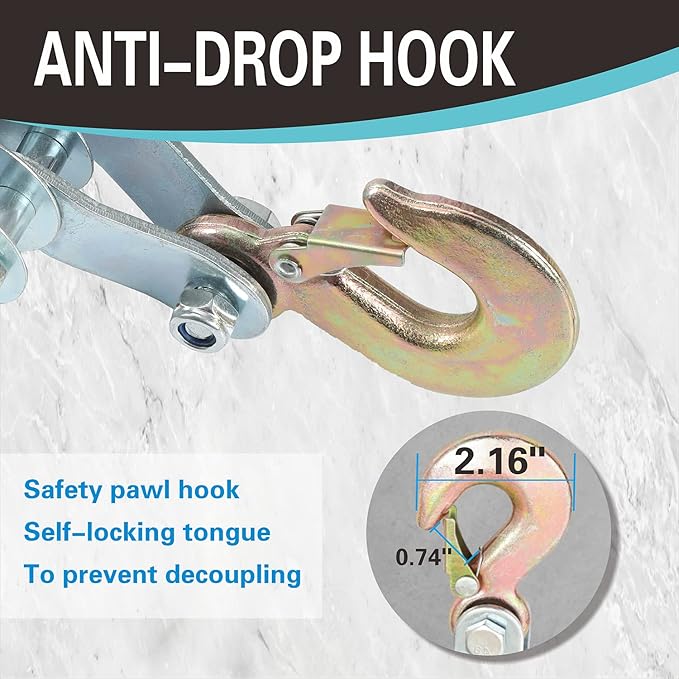 Block and Tackle System 4000LB Breaking Strength 65 Feet 38" Rope Hoist Pulley 8:1 Ratio Lifting Power for Lifting Heavy Objects (4 Pulley-Black)