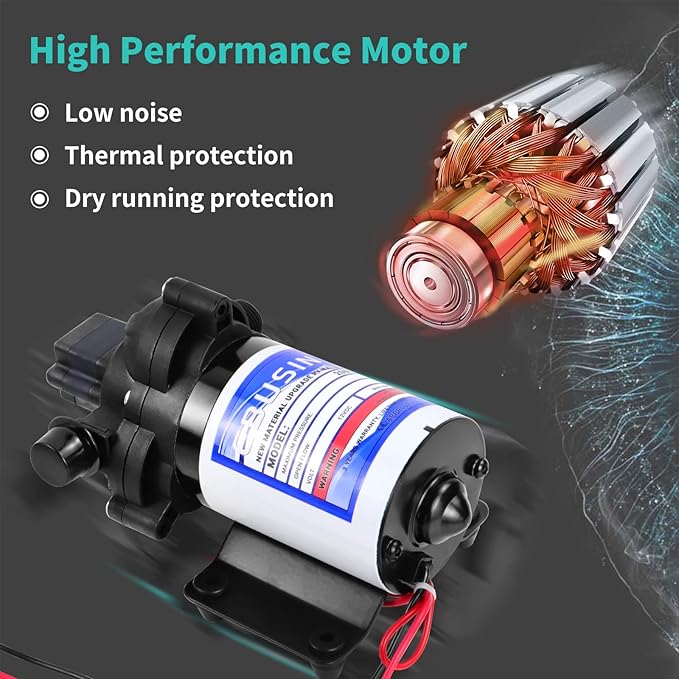 2088-422-144 RV Pump,12V 3.3GPM Diaphragm Water Pump, 45Psi 12MNPT Connection, Great for RV or Any Other Water Delivery Purpose