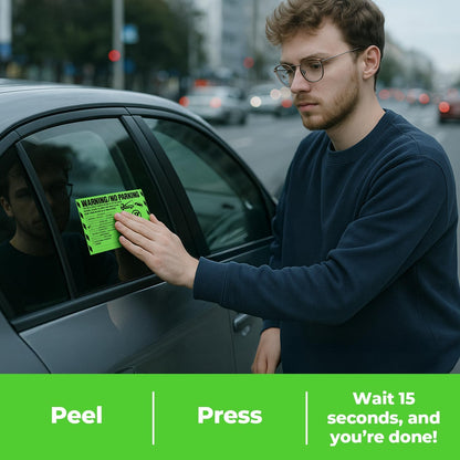95 MESS Parking Violation Stickers 8x5 in – Green Multi-Reason Warning Labels for Towing & Improper Parking – Super Sticky & Hard to Remove