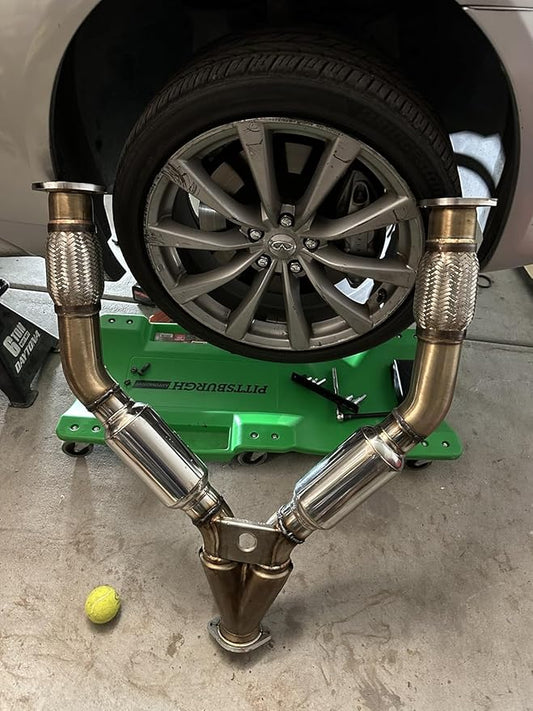 A-KARCK 4" Inlet Exhaust Resonator, 4" Inlet 4" Outlet 30" Overall Length Muffler Resonator Stainless Steel