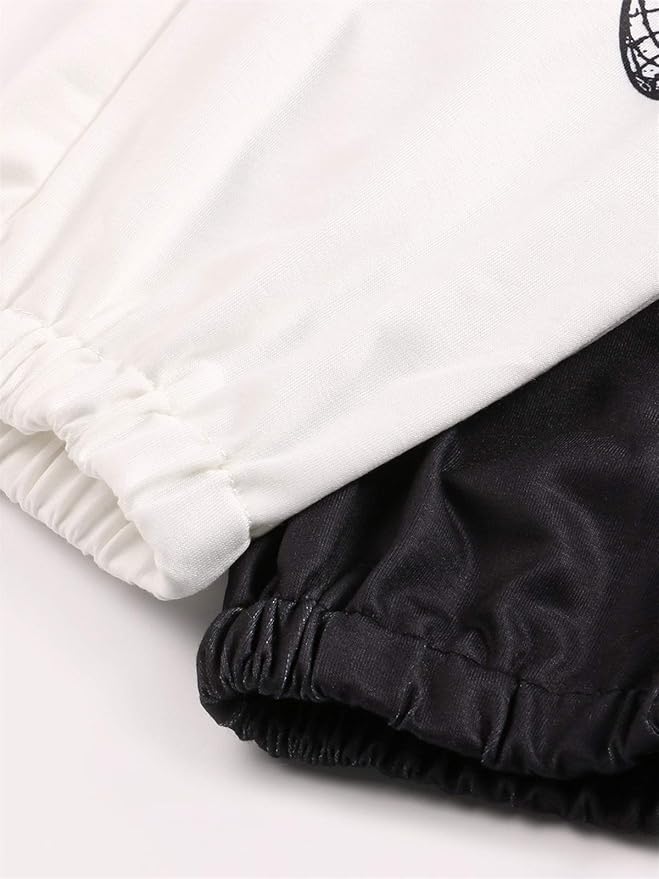 Women Printed Baggy Sweatpants Pockets High Waist Joggers Pants Contrast Color Sporty Athletic Lounge Trousers