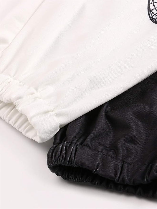 Women Printed Baggy Sweatpants Pockets High Waist Joggers Pants Contrast Color Sporty Athletic Lounge Trousers