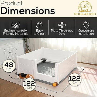 48" x 48" Whelping Box for Large Breed Dogs with Rails, Suitable for LargeMedium Dogs, White