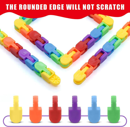 30 Pack Rainbow Wacky Track Toys Snap and Click Fidgets Toys - Party Favors Bulk, Finger Sensory Toy for Stress Relief, Goodie Bag Fillers, Treasure Box Toys for Classroom, Stocking Stuffers