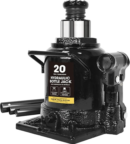BIG RED 20 Ton (40,000 LBs) Torin Hydraulic Stubby Low Profile Car Bottle Jack for Auto Repair and House Lift, Black, AT92007AB