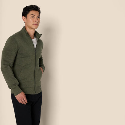 Essentials Men's Fleece Zip Up Mock Neck Sweatshirt, Midweight, Regular Fit.
