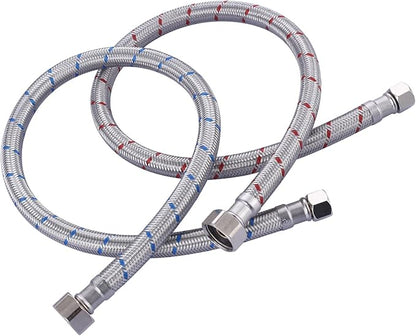 24'' Long Faucet Connector, Stainless Steel Braided cUPC Faucet Supply Lines G12" FIP x 38" Compression Sink Hose Attachment Toilet Water Hose Replacement Parts 2 PCS