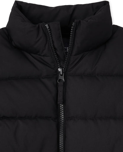 This puffer jacket from The Children's Place is perfect for cold weather with its wind and water-resistant polyester fabric and cozy lining.