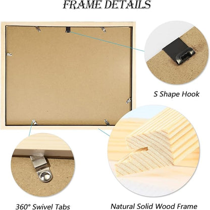 12x16 Picture Frame Wood Diamond Painting Frame 30x40cm Display 10x14 in / 25x35cm with Mat or 12 x 16 in / 30cm x 40cm Without Mat Diamond Art Frame Poster Photo Gallery Wall Frame - Set of 2 Black