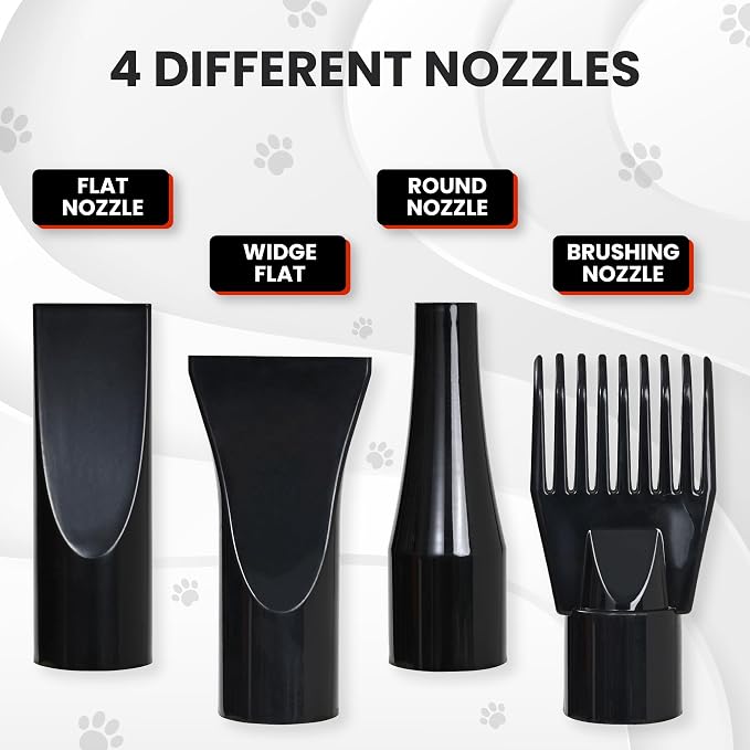 Dog Hair Dryer, High Velocity Blow Dryer & Pet Blower for Grooming, Black Adjustable Speed & Temperature Settings, Powerful Force Dryer Motor, Dries Fast & Fluffs Out Undercoat, Doodles & Poodles
