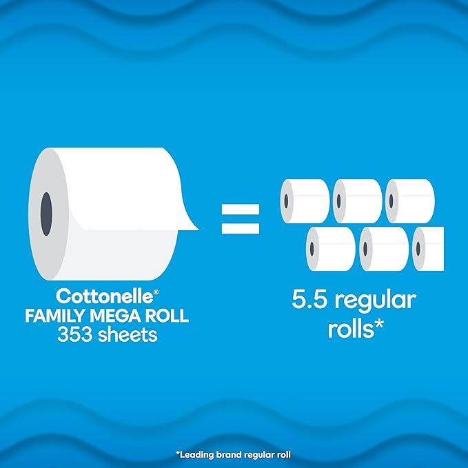 Cottonelle Ultra Clean Toilet Paper with Active CleaningRipples Texture, Strong Bath Tissue, 28 Family Mega Rolls = 176 Regular Rolls (7 Packs of 4)