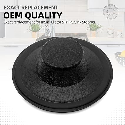 (2 Pack) Exact Replacement for InSinkErator STP-PLSTPPL Black Rubber Sink Stopper for Garbage Disposal  Compatible with Standard 3-12" Drains from Kohler, Waste King, Whirlpool, and More