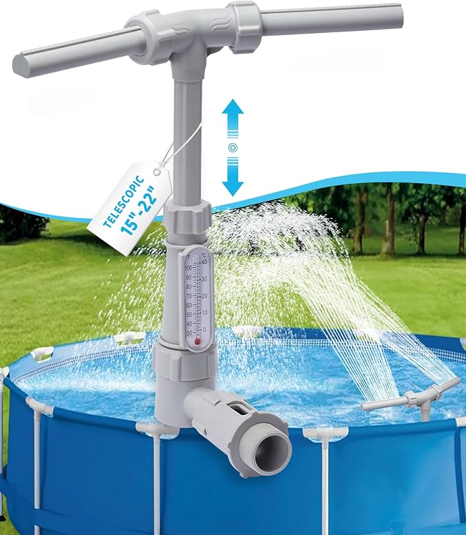 Swimming-Pool Waterfall-Fountain Water Fun Sprinkler - Dual Sprayer Multiple Spray Method, Pool Decoration Cascade Fountain for Above  In-ground Pools, Practical Pool Aerator Water Cooler Circulation
