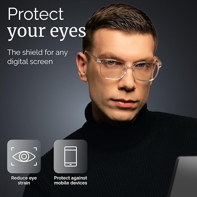 livho High Tech Blue Light Glasses - Advanced 99 Blue Light Blocking Computer Glasses - Anti Eyestrain  UV Glare Protection