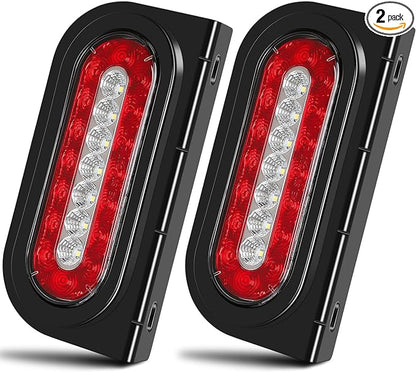 LINKITOM 6 Inches Oval Tail Lights with Steel Mounting Bracket for 10-30 Volt Boat Trailer Truck RV, DOT Certified, IP67 Waterproof