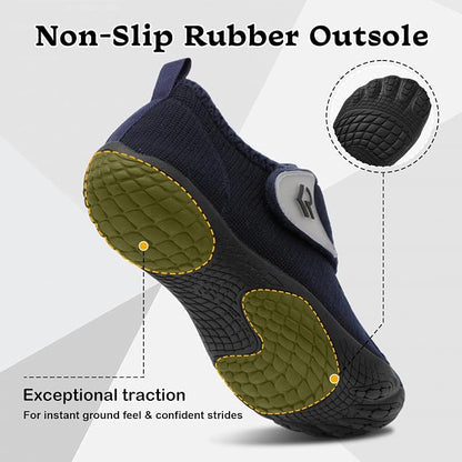 relxfeet Men's Diabetic Slippers Wide Width Adjustable Fit | Soft Upper, Cozy Lining, Removable Insole, Non-Slip Rubber Sole, Indoor Outdoor House Shoes for Neuropathy and Swollen Feet