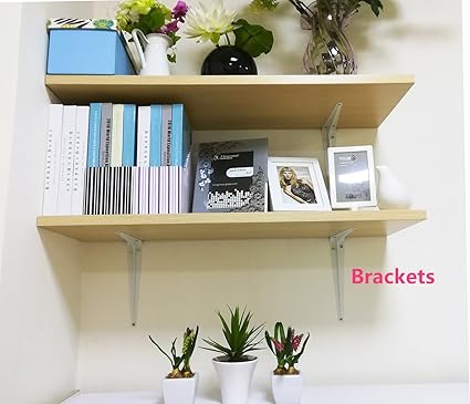 Shelf Brackets White 8 x 10 inches Pack of 2 - Bracket Supports for DIY Hanging Shelves Heavy Duty