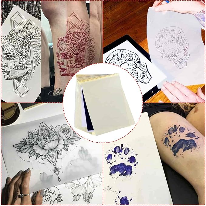 Tattoo Transfer Paper, Cridoz 100 Sheets Tattoo Stencil Transfer Paper for Tattooing Blue