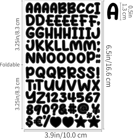 1800 pieces of 20 letter stickers, self-adhesive vinyl waterproof mailbox number stickers, mailbox, windows, doors, signs, address numbers, enterprise (0.5 inch) (Cartoon Black)