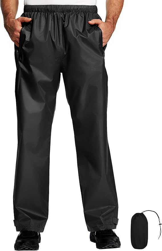 Men's Rain Pants, Waterproof Lightweight Outdoor Trousers for Hiking Fishing Windproof Rain Over Pants