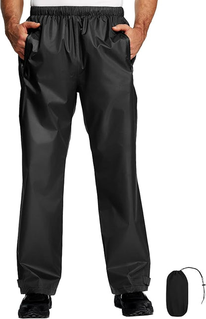 Men's Rain Pants, Waterproof Lightweight Outdoor Trousers for Hiking Fishing Windproof Rain Over Pants