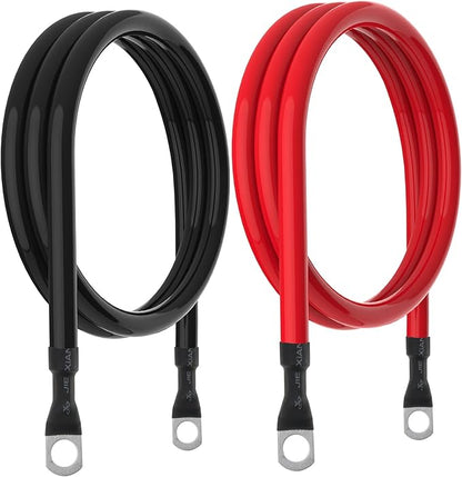 4 AWG Battery Cable 4AWG Gauge Pure Copper Battery Inverter Cables with 38 in Lugs Both Ends Power Inverter Wire Set for Automotive Solar Marine Boat RV Car Motorcycle Red and Black (4FT)