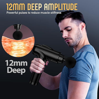 Massage Gun Deep Tissue, Handheld Electric Muscle Massager, High Intensity Percussion Massage Device for Pain Relief with 9 Attachments & 30 Speed(Black