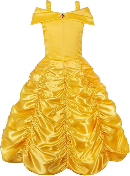 JerrisApparel Princess Dress Off Shoulder Layered Costume for Little Girl (crown, wand and necklace not included)