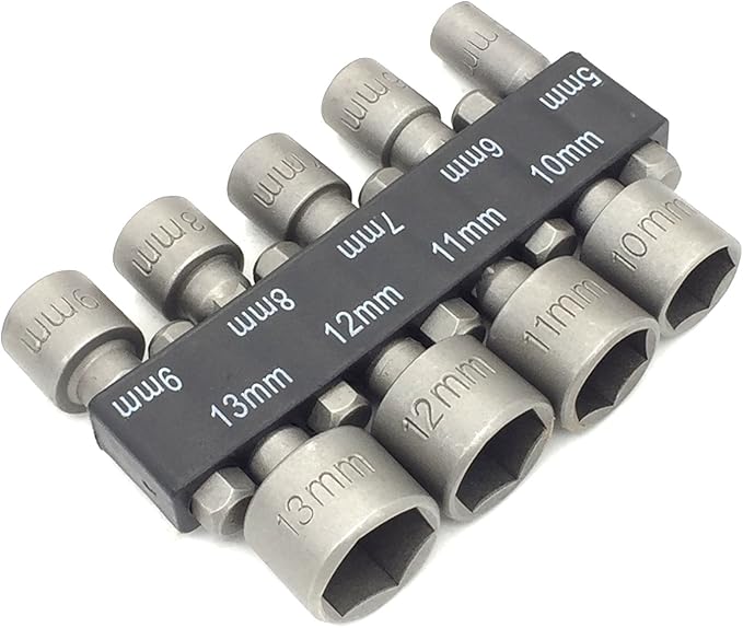 PANOVO 9pcs Power Hand Driver Drill Tools Set 5-13mm Metric Socket Wrench Set Power Nuts Driver Socket 1/4" Hex Shank Drill Bit Set