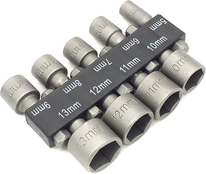 PANOVO 9pcs Power Hand Driver Drill Tools Set 5-13mm Metric Socket Wrench Set Power Nuts Driver Socket 1/4" Hex Shank Drill Bit Set