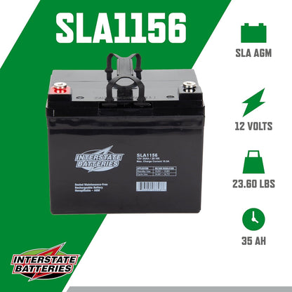 Interstate Batteries 12V 35Ah Battery (Insert Terminal) SLA AGM VRLA Rechargeable Replacement for Construction Devices, Electric Stations, Backup Energy Storage (SLA1156)
