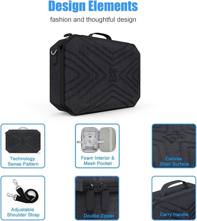 AMVR Carrying Case for Oculus Quest 2 - Protective Box Fit Meta Quest2 Headset With Head Strap, Pair Controllers, Charger Accessories Storing Travel Case, Adjustable Shoulder Strap (Large)