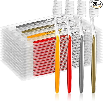 20pcs Prepasted Disposable Toothbrushes Bulk Individually Wrapped Pre Pasted Soft Bristle Tooth Brush Set Travel Toothbrushes for Homeless Gift Hotel Camping Travel