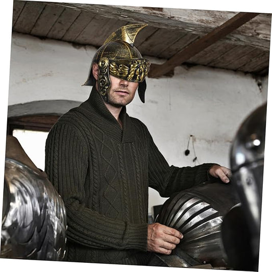 Roman Soldier Helmet for Cosplay Knight Headwear with Artistic Detailing for Halloween Costume Parties