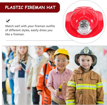 Fireman Helmet Plastic Hard Hat Fire Chief Helmet Firefighter Roleplay Costume Fireman Accessory for Cosplay Party Dress Up