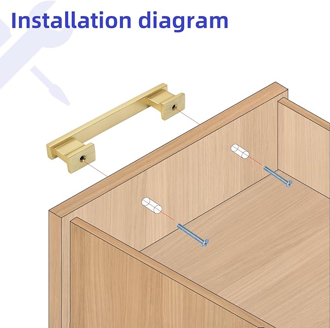 4Pack Brushed Brass Cabinet Pulls, 3.75 Inch(96mm) Hole Centers Cabinet Handles Kitchen Hardware Drawer Handle Pull 375905