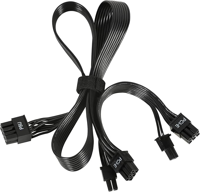 PCIE Cable for EVGA, 65CM Male to Male 8 Pin to Dual 62 Pin GPU Power Cable for EVGA G G2 G3 G5 G6 GA GM GT P2 P3 P5 P6 P T2 T3 (65cm15cm)