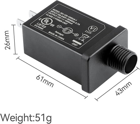 Replacement Yard Inflatable Adapter - 1A Transformer US Plug for Christmas Thanksgiving Inflatbles, Class 2 Power Supply 120vac 60hz for LED Light