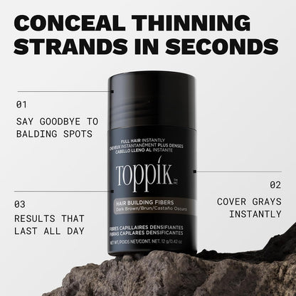 Toppik Hair Building Fibers, Fill In Fine or Thinning Hair Instantly Thicker, Fuller Looking Hair 9 Shades. ( Dark Brown/Brun/Castano Oscuro )/ ( No Original Box )